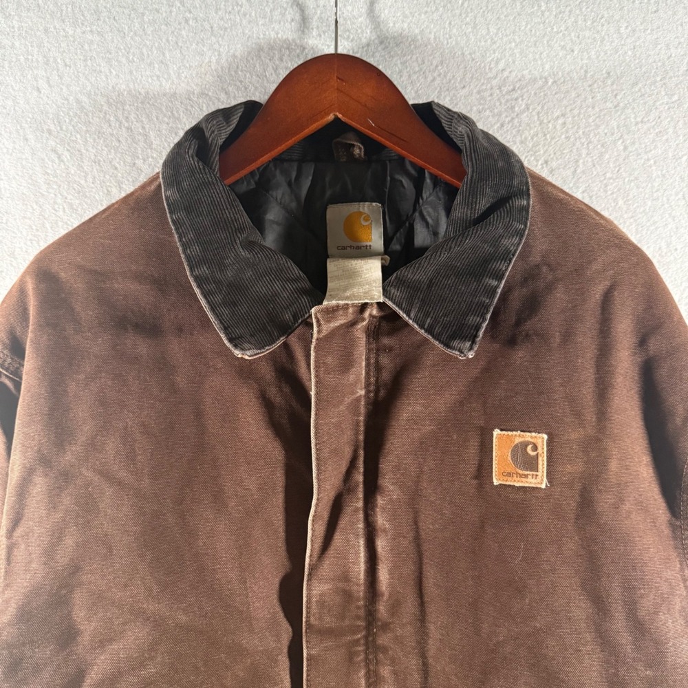 Vintage Carhartt J22 DKB Detroit Style Jacket Mens XL Dark Brown Duck Canvas USA - Picture 2 of 6